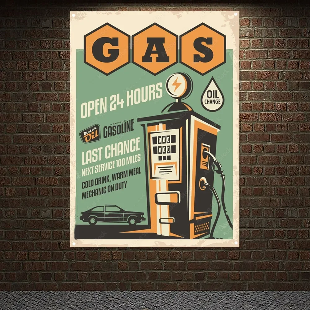 Gas Station OPEN 24 HOURS Vint - Auto Repair Shop Banners avis et prix