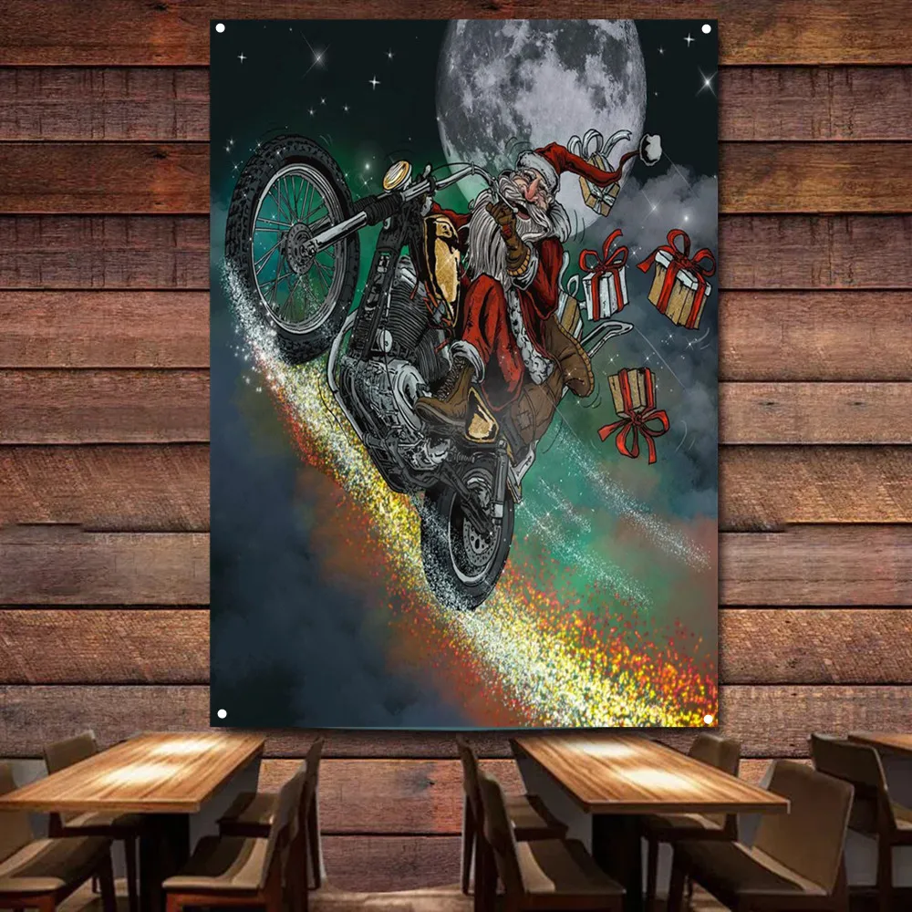 Santa Claus riding a motorcycl - Auto Repair Shop Banners avis et prix