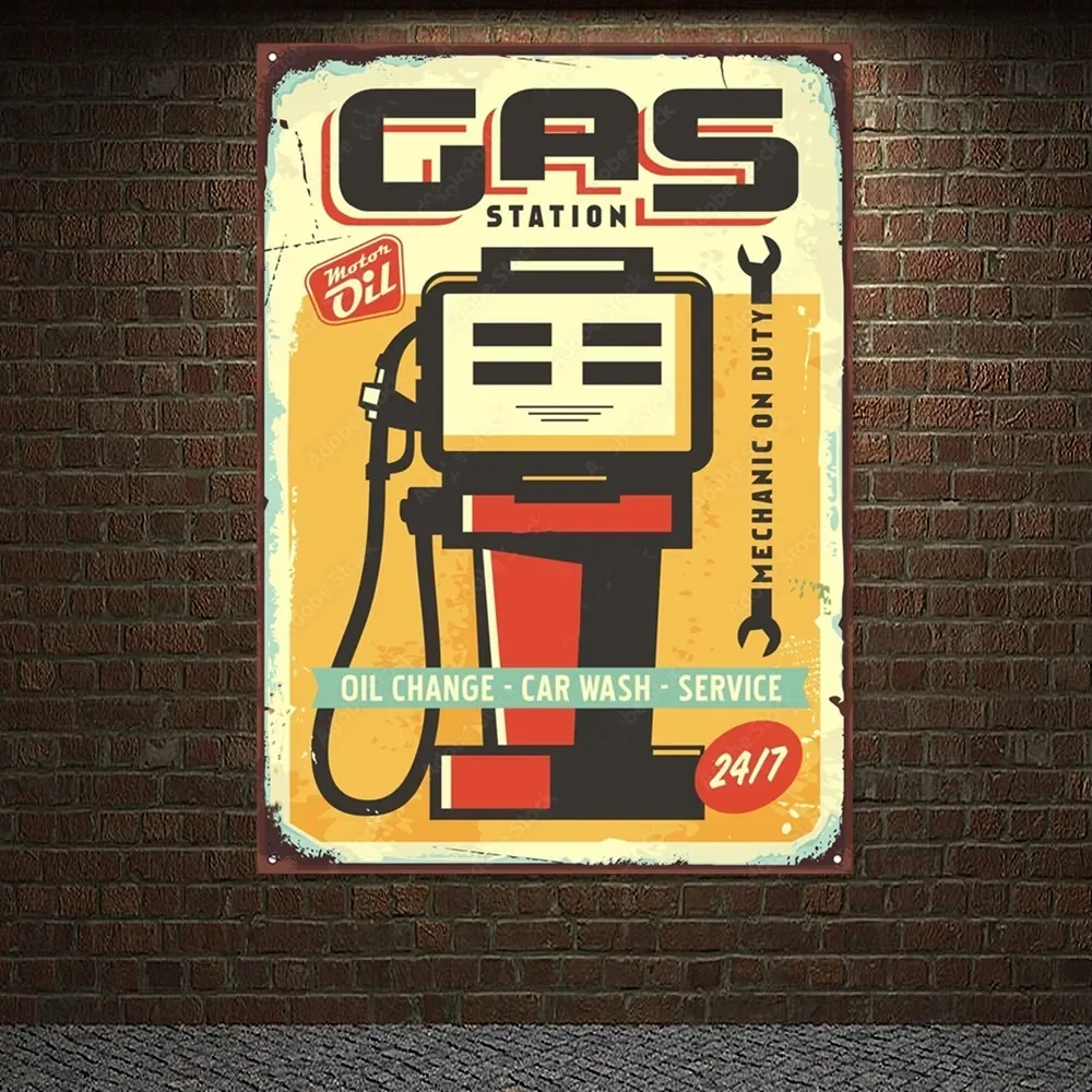 GAS STATION Vintage CAR WASH - - Auto Repair Shop Banners avis et prix